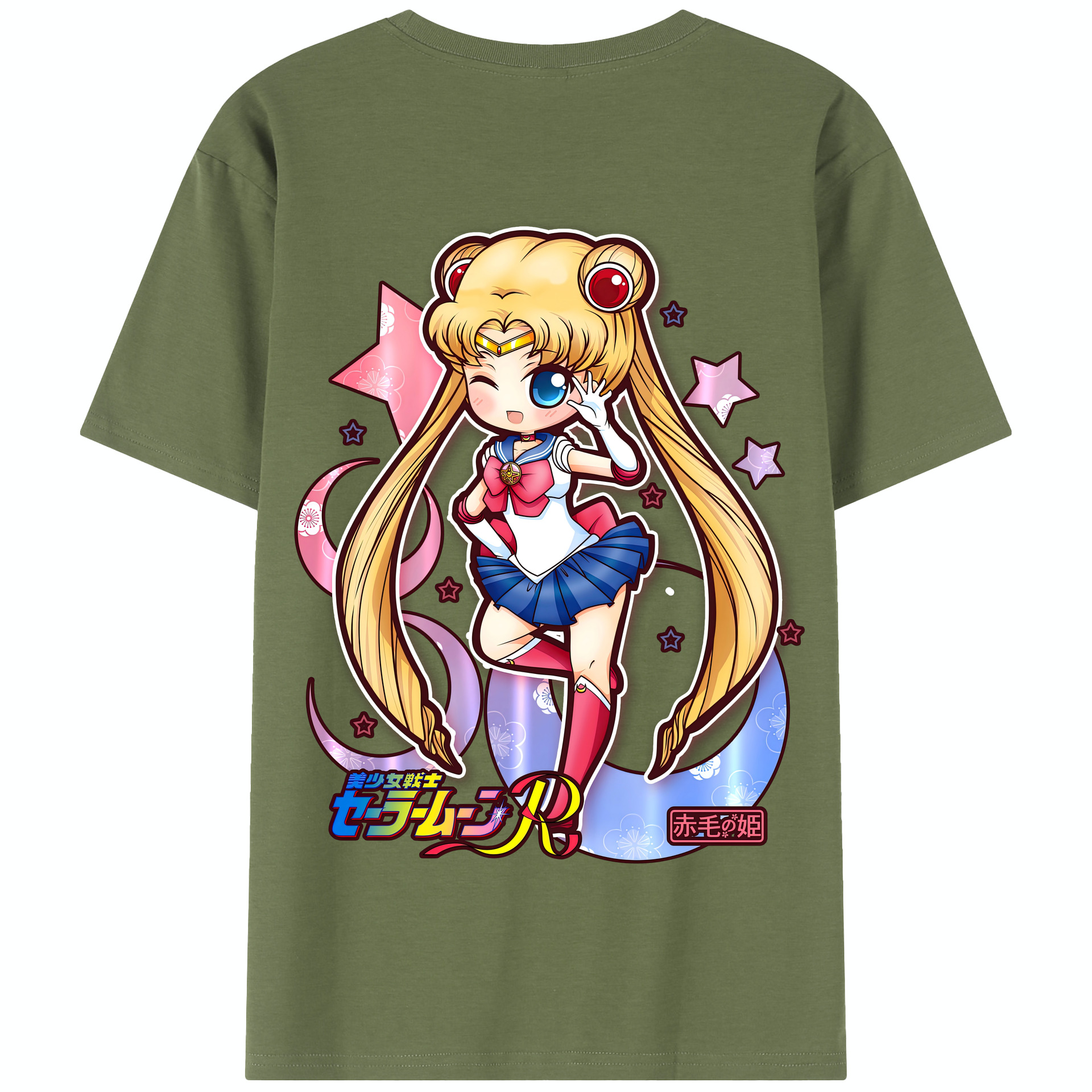（画像用） 美少女戦士セーラームーン 月野 うさぎ つきの うさぎ Sailor Moon Tsukino Usagi 綿100％半袖Tシャツ（背面プリント）